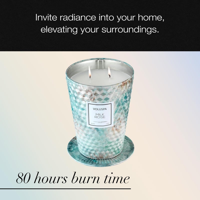 Voluspa Milk Rose, 2 Wick Tin Candle, 26 Ounce, 80 Hour Burn Time, Coconut Wax for Clean Burning, Handcrafted in The USA - Image 5